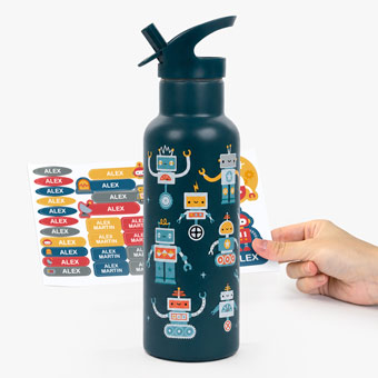 Gourde isotherme en acier inoxydable personnalisable Robots A Little Lovely Company