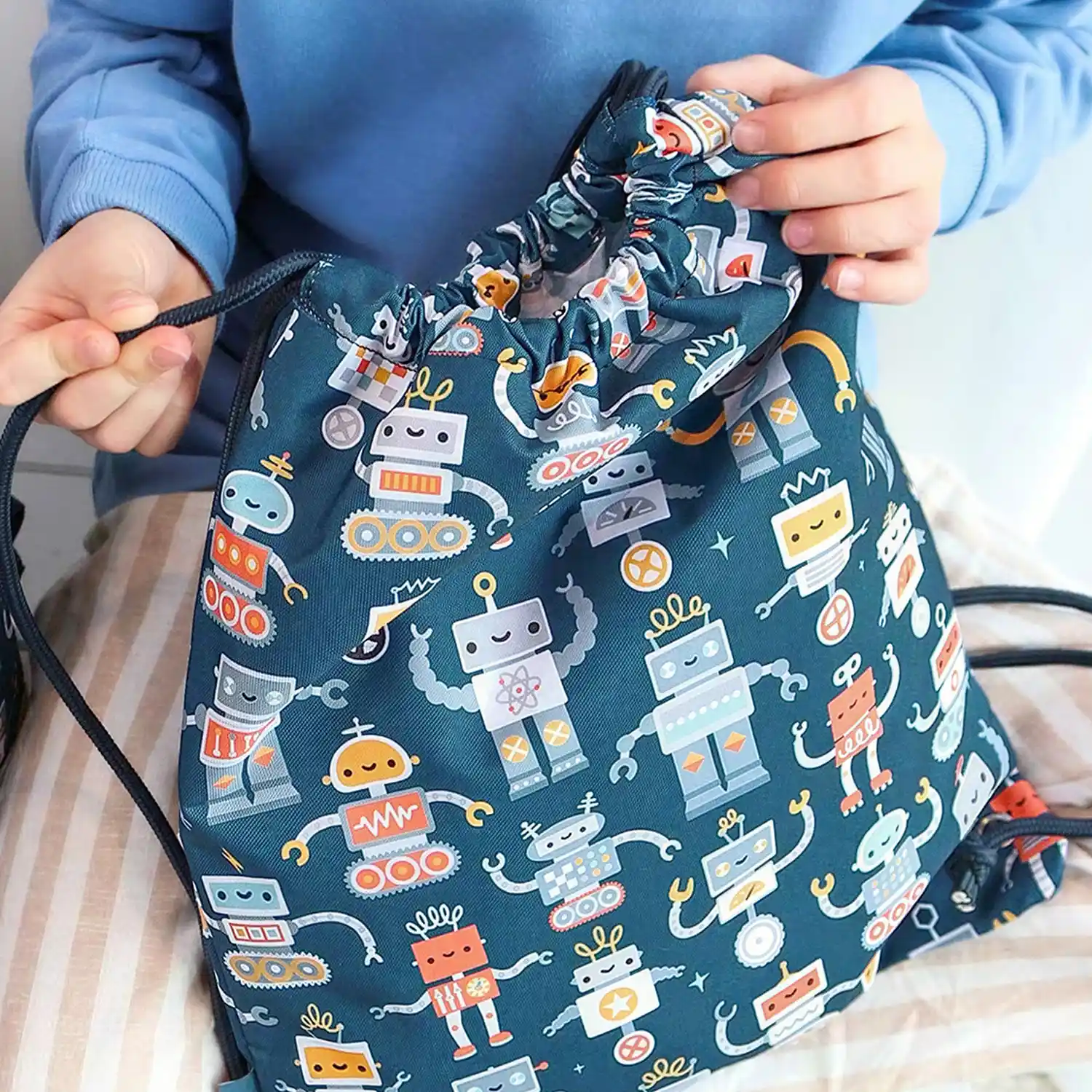 A Little Lovely Company Drawstring Bag Robots A Little Lovely Company Drawstring Bag Robots