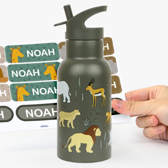 Gourde isotherme en acier inoxydable Savane A Little Lovely Company personnalisée pour enfants