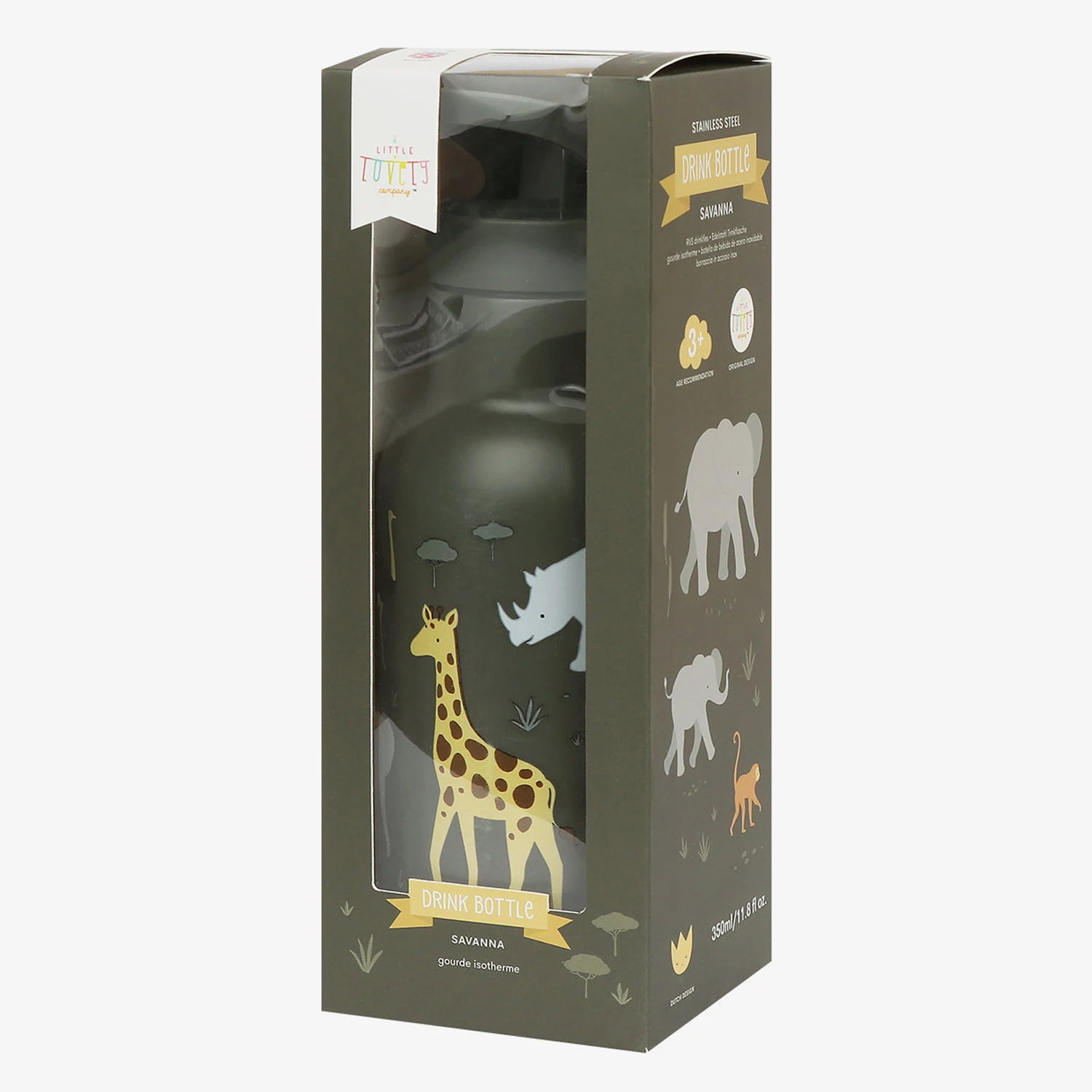 Gourde isotherme en acier inoxydable Savane  A Little Lovely Company personnalisée pour enfants