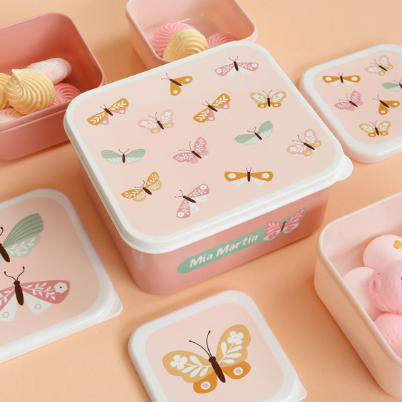 Set of 4 Butterflies Children's Lunchboxes by A Little Lovely Company