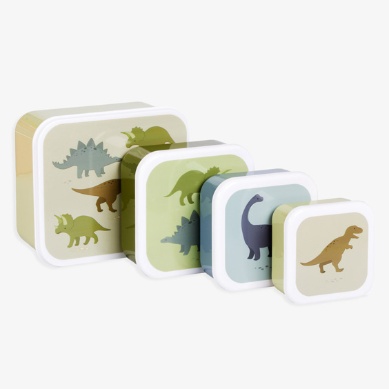 Set di 4 lunch & snack box per bambini Dinosauri A Little Lovely Company