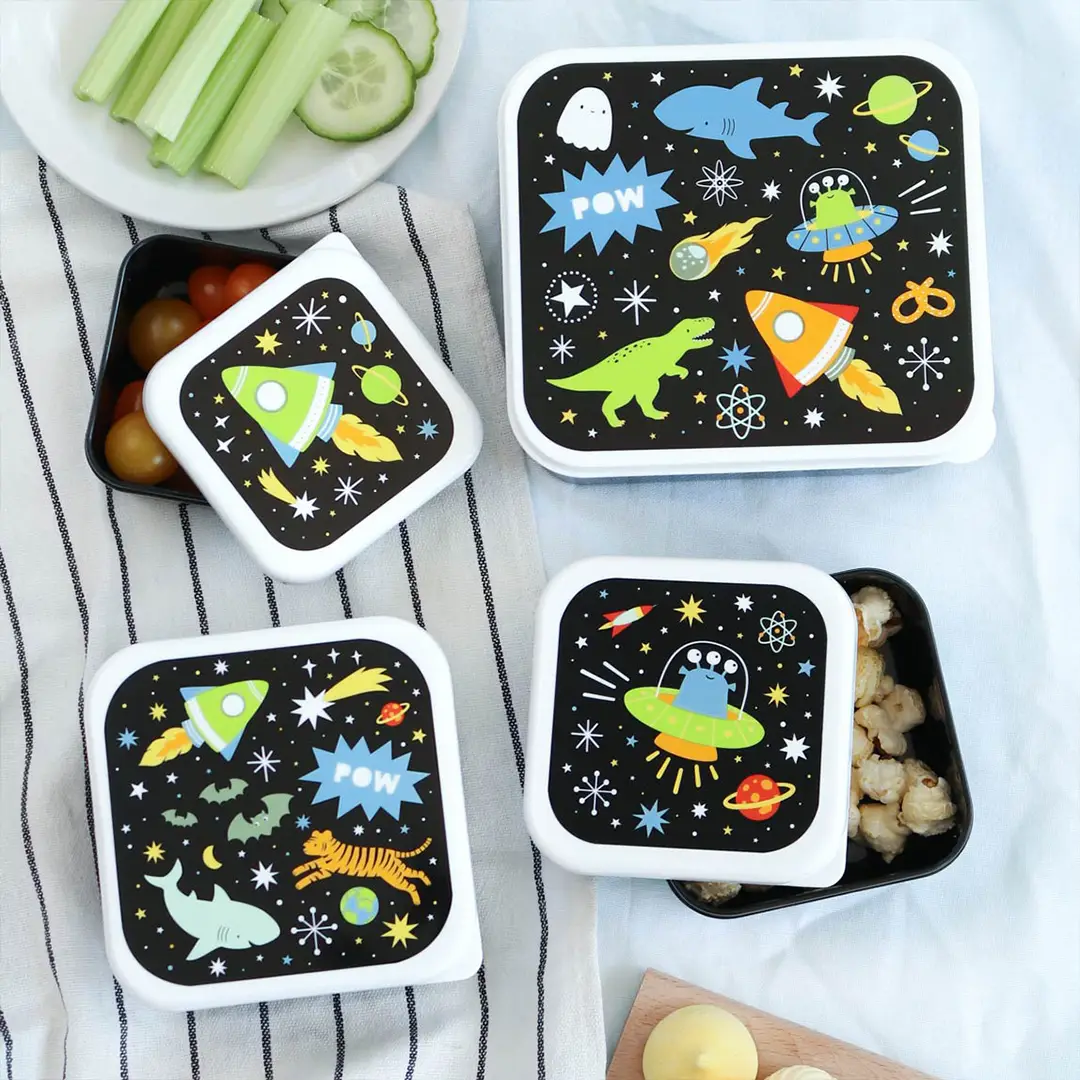 Set de 4 boîtes à goûter Galaxy - A Little Lovely Company personnalisée