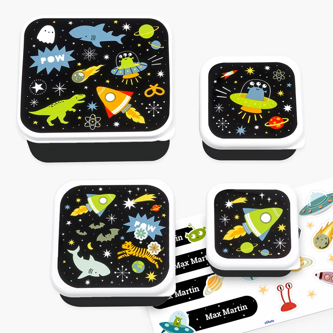 Set de 4 boîtes à goûter Galaxy - A Little Lovely Company personnalisées