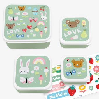 Set of 4 Personalizable Joy snack boxes by A Little Lovely Company 