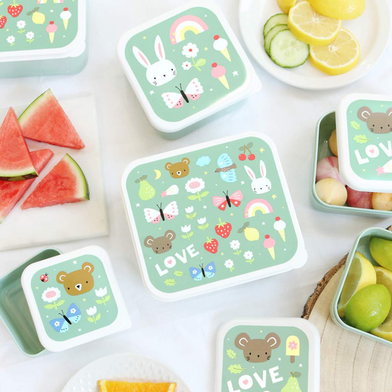 Set of 4 Personalizable Joy snack boxes by A Little Lovely Company 