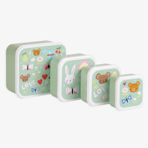 Set of 4 Personalizable Joy snack boxes by A Little Lovely Company 