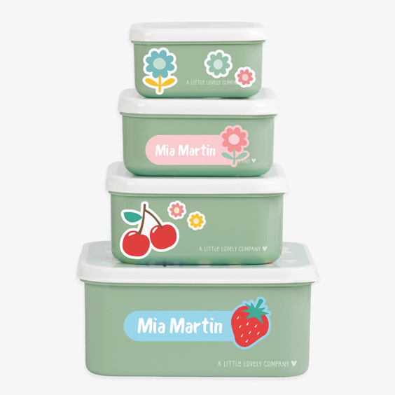 Set of 4 Personalizable Joy snack boxes by A Little Lovely Company 