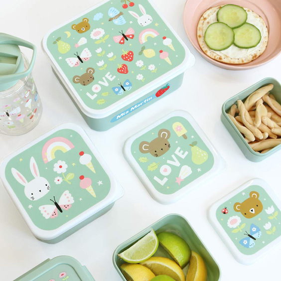 4er-Set  Joy -Lunchboxen für Kinder - A Little Lovely Company Personalisierbare