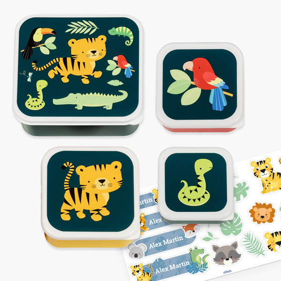Jungle Tiger Set of 4 children's lunch boxes by A Little Lovely Company