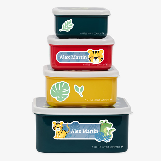Set di 4 lunch & snack box per bambini Tigre della Jungla A Little Lovely Company