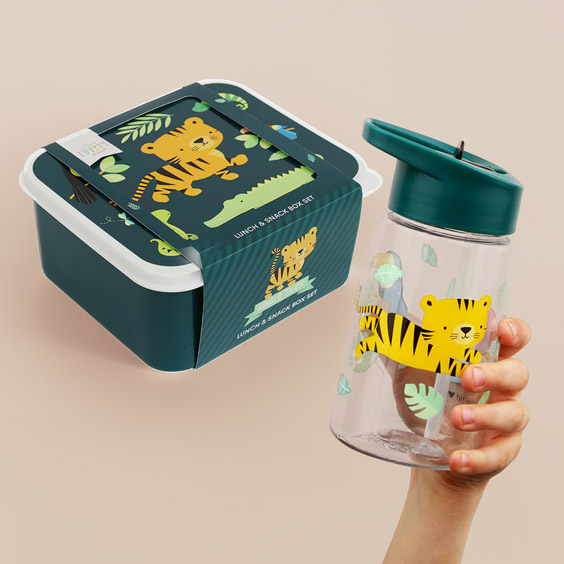 4er-Set Dschungeltiger Lunchboxen für Kinder -  A Little Lovely Company