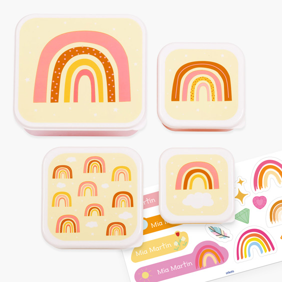 Set di 4 lunch & snack box per bambini Rainbow A Little Lovely Company