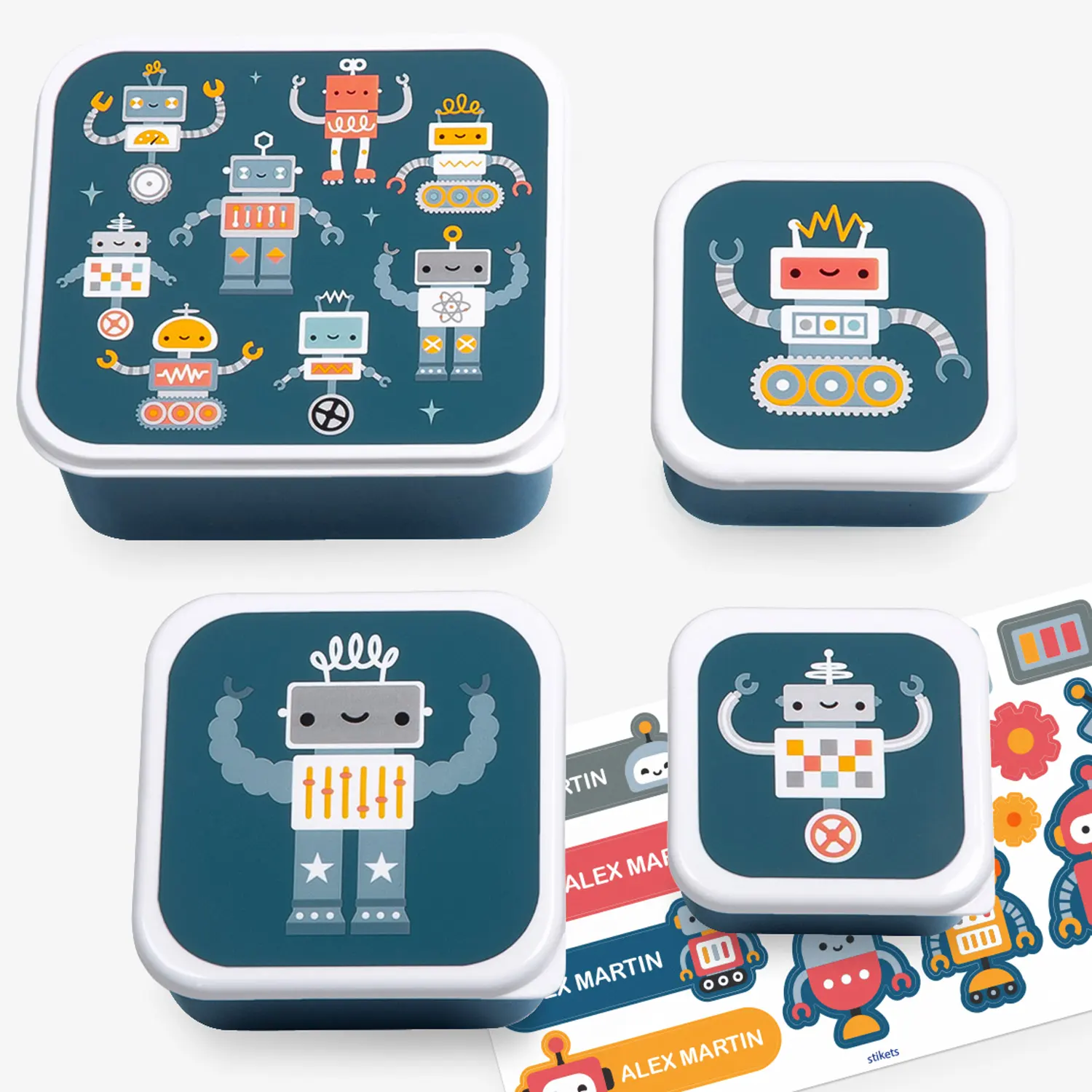 A Little Lovely Company Snack Box Set Robots A Little Lovely Company Snack Box Set Robots