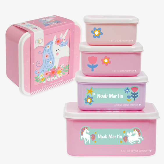 Set of 4 Unicorn Children's Lunchboxes by A Little Lovely Company