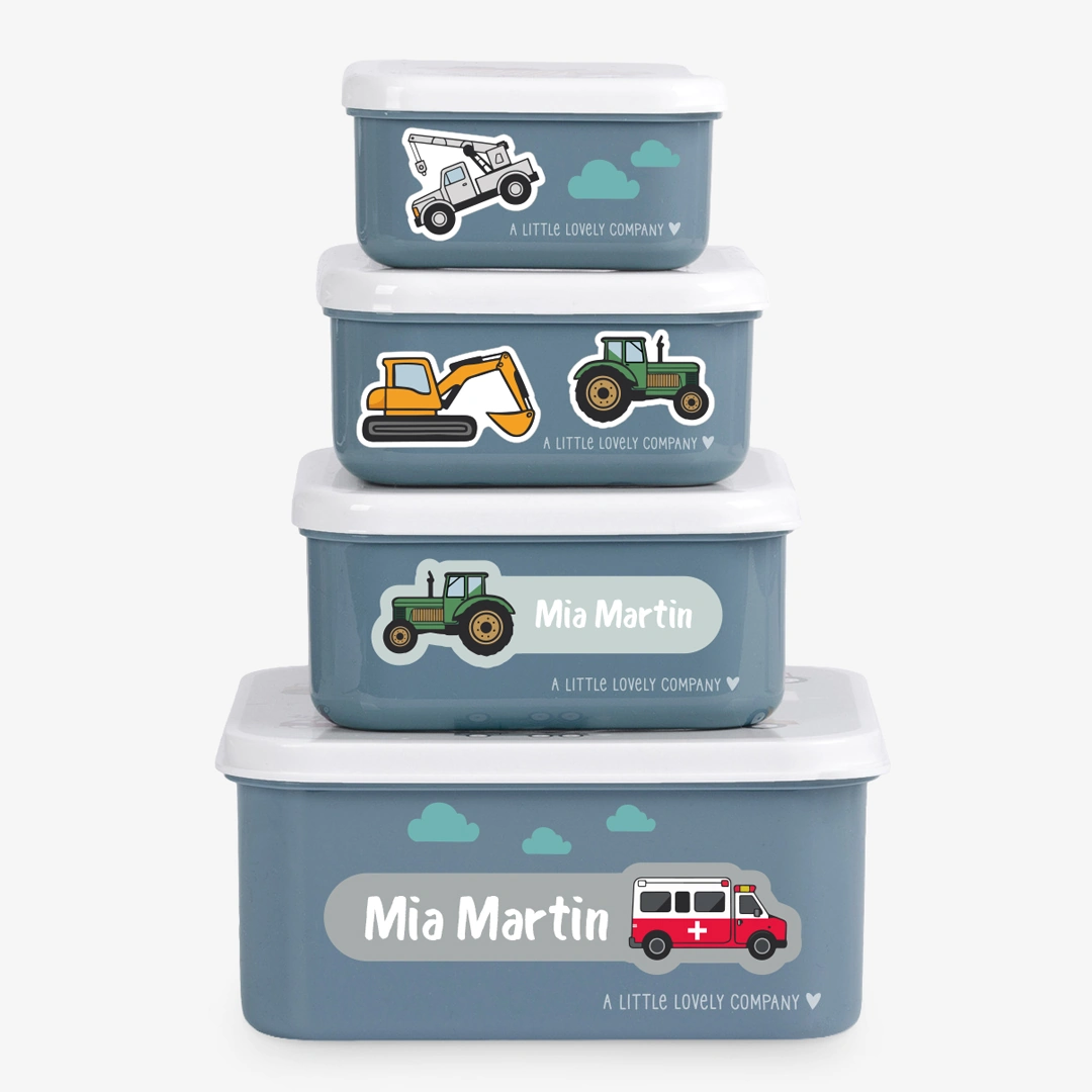 Set of 4 Personalizable Joy snack boxes by A Little Lovely Company 
