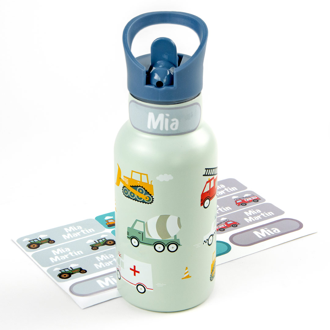 Borraccia in acciaio inox Veicoli A Little Lovely Company personalizzabile per bambini