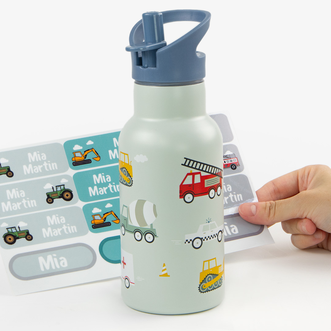 Personalisierbare Edelstahlflasche Vehicles von A Little Lovely Company für Kinder