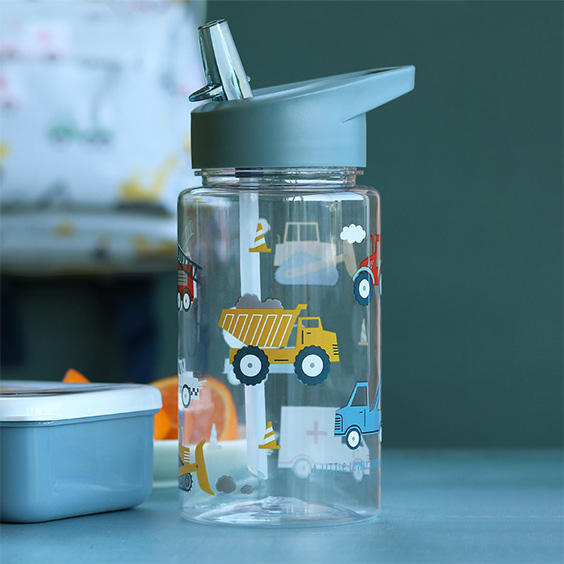 Botella Vehículos A Little Lovely Company personalizable para niños 