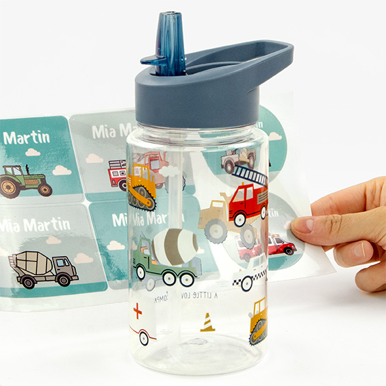 Garrafa Veículos da A Little Lovely Company personalizável para crianças 