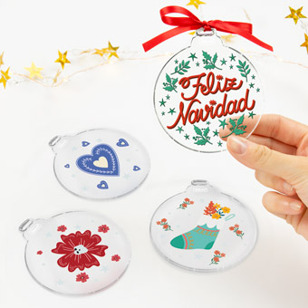 Pack of Acrylic Christmas Baubles with Christmas classics