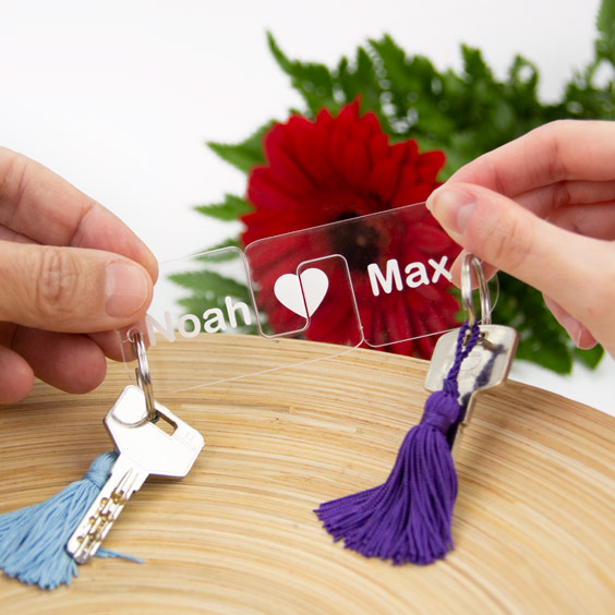 Porta-chaves personalizados de acrílico para casais