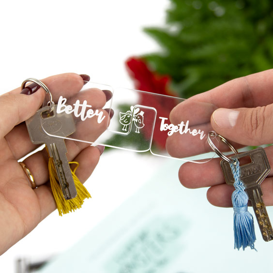 Porta-chaves personalizados de acrílico para casais
