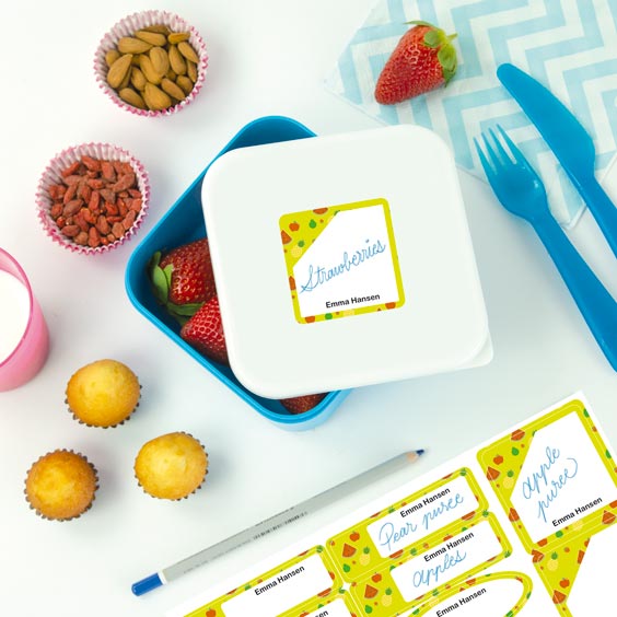 Write-on labels for bottles and lunch boxes with pattern background Write-on labels for bottles and lunch boxes with pattern background