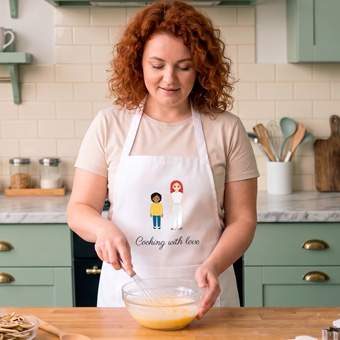 Tablier de cuisine personnalisé pour adultes avec famille Twinies®