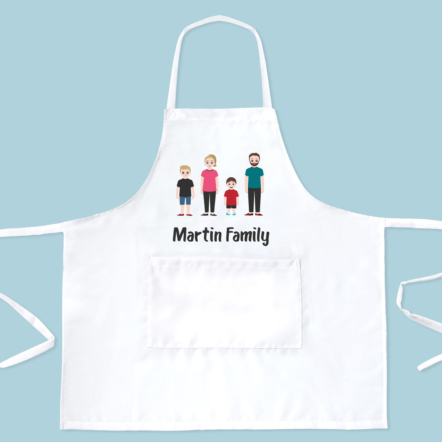 Tablier de cuisine personnalisé pour adultes avec famille Twinies®