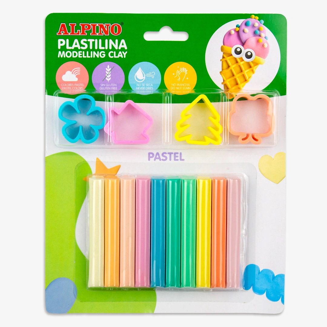 ALPINO Kit 10 barritas plastilina Pastel Modeling