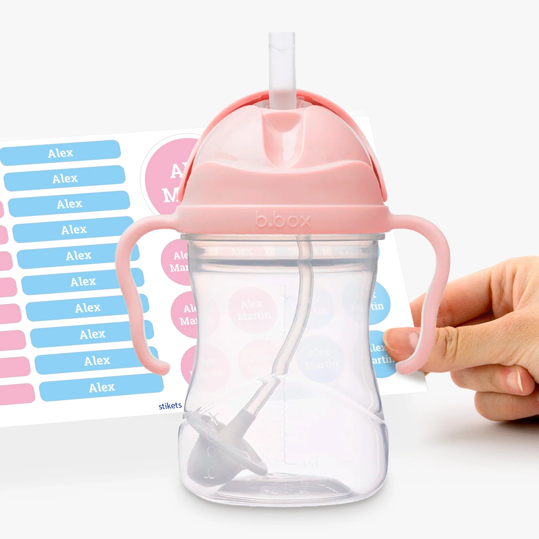 Personalised pink B.BOX 3-in-1 children’s cup and tumbler set