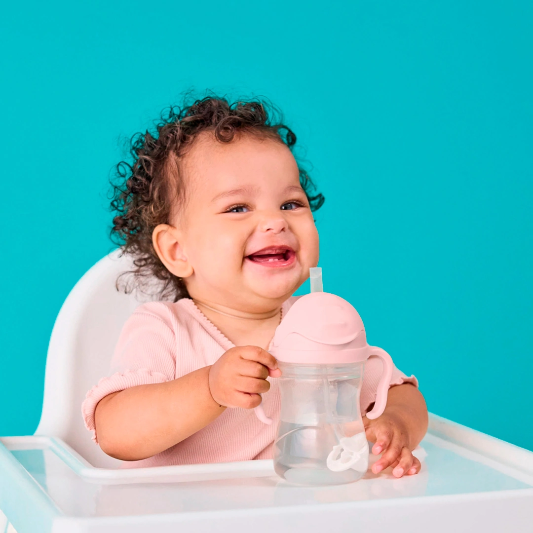 Personalised pink B.BOX 3-in-1 children’s cup and tumbler set