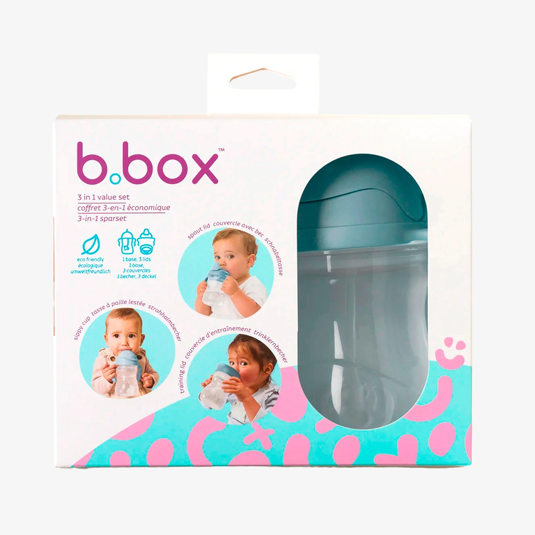 Tazza e bicchiere 3 in 1 per bambini B.BOX azzurro personalizzata
