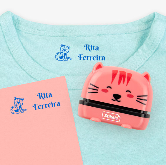 Carimbo personalizado para crianças de gato para marcar roupas e objectos