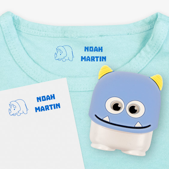 Sello personalizado infantil monstruo para marcar ropa y objetos