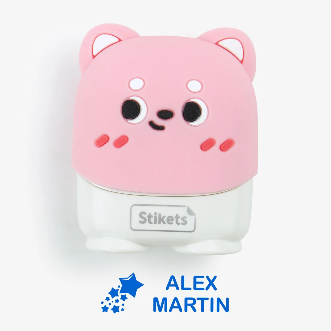 Segell personalitzat infantil osset rosa per marcar roba i objectes 