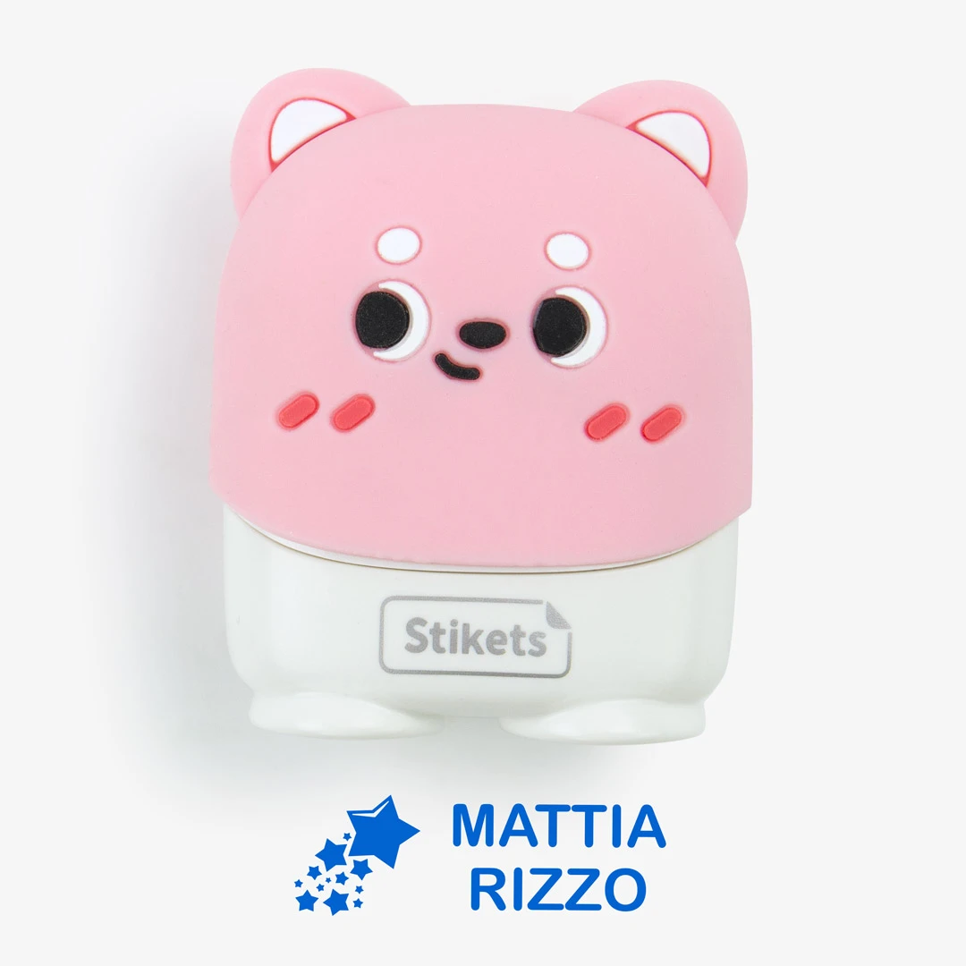 Timbro personalizzato per bambini Orsetto rosa per contrassegnare vestiti e oggetti