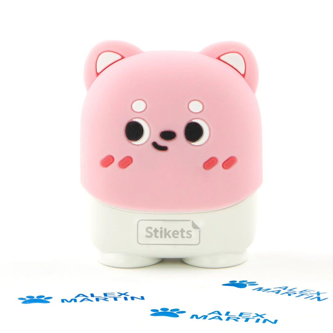 Personalisierter Kinderstempel Rosa Bär – für Kleidung & mehr