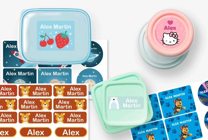 Etiquettes à thème pour lunch box et gourde Etiquettes à thème pour lunch box et gourde