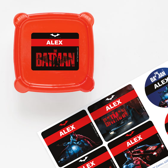 Etichette per borracce e lunch box di Batman