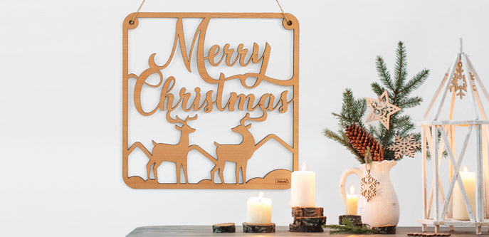 Nom en bois, Merry Christmas grand format