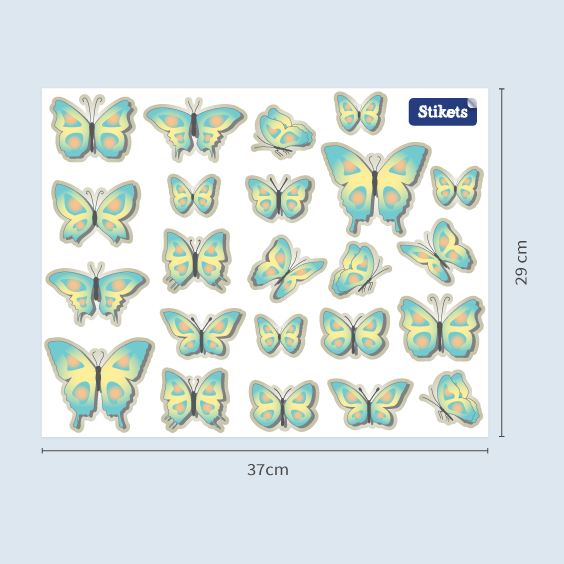 Blue and yellow butterfly wall stickers