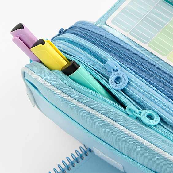 Blue Three-zipper School Cases