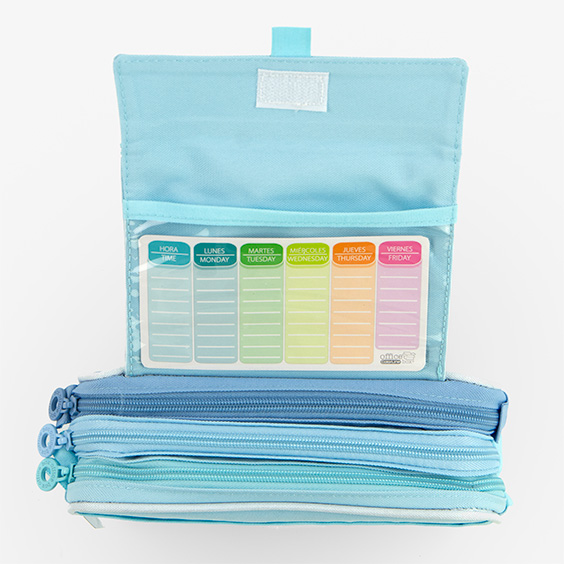 Blue Three-zipper School Cases