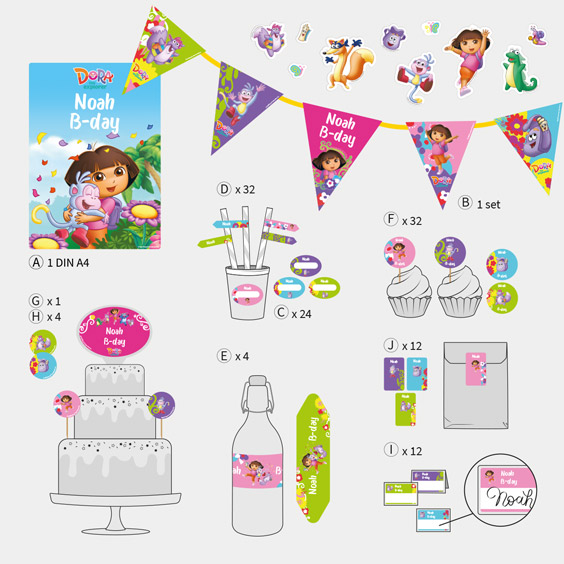 Pack de dibujos animados para decoración de cumpleaños