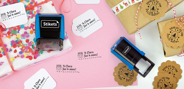 Carimbos personalizados para presentes e aniversários