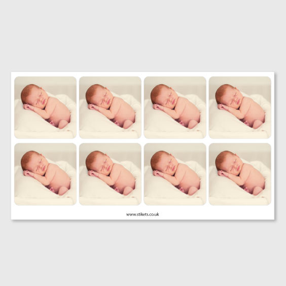 Square labels with photo for baptisms