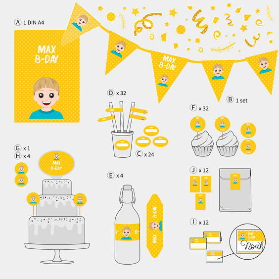 Personalized Party Decoration Label Pack