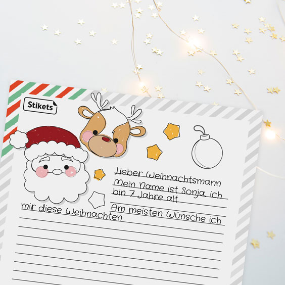 Coloring Letter to Santa Claus with Writing Lines